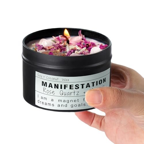 Crystal-Sojakerzen, handgefertigte Wunschgeschenke, Gesetz der Anziehung, Mondmagie, Geburtstagskerzen-Geschenke (Manifestation)