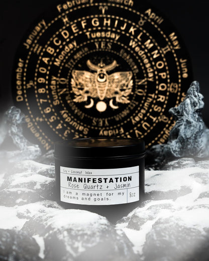 Crystal-Sojakerzen, handgefertigte Wunschgeschenke, Gesetz der Anziehung, Mondmagie, Geburtstagskerzen-Geschenke (Manifestation)