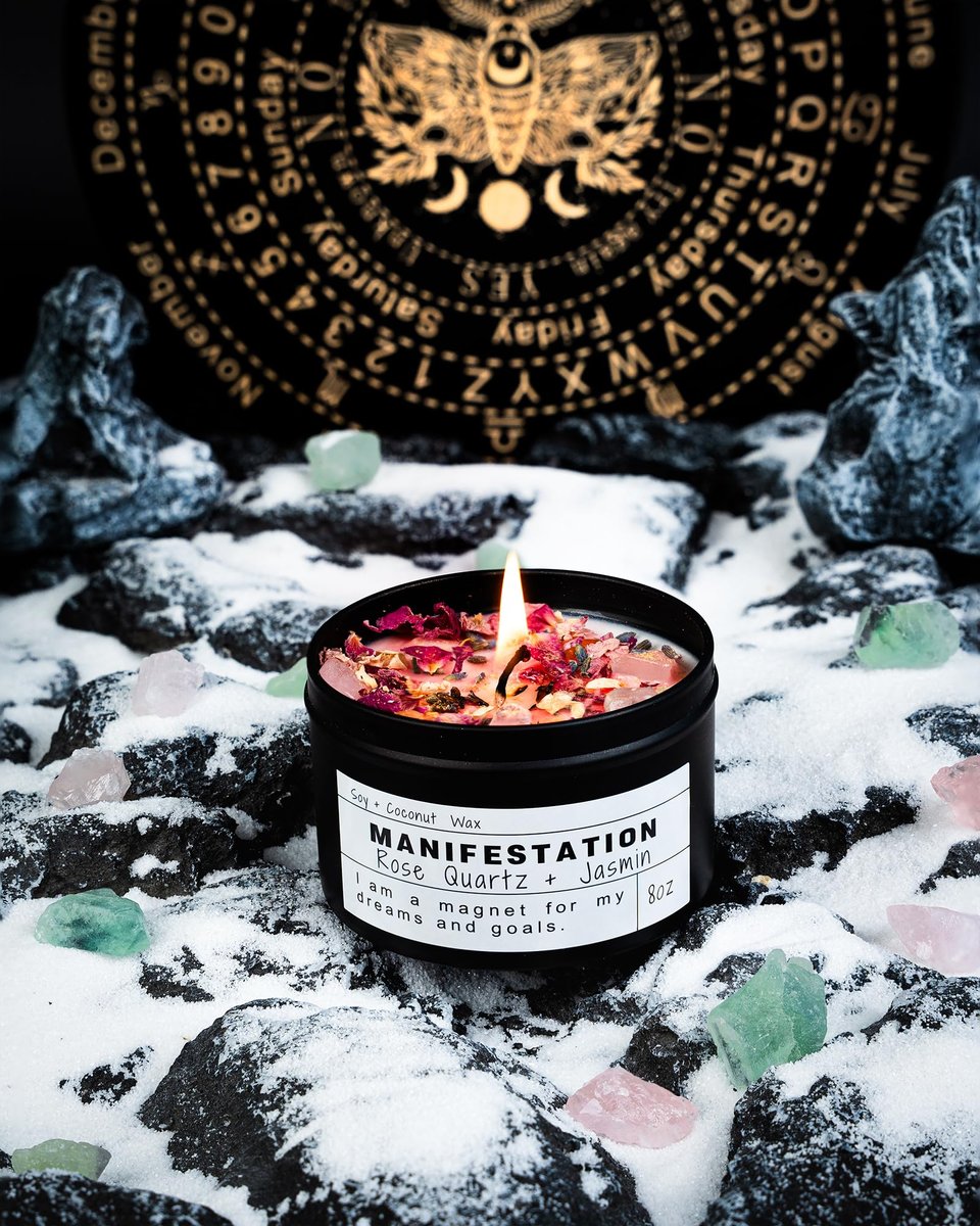 Crystal-Sojakerzen, handgefertigte Wunschgeschenke, Gesetz der Anziehung, Mondmagie, Geburtstagskerzen-Geschenke (Manifestation)