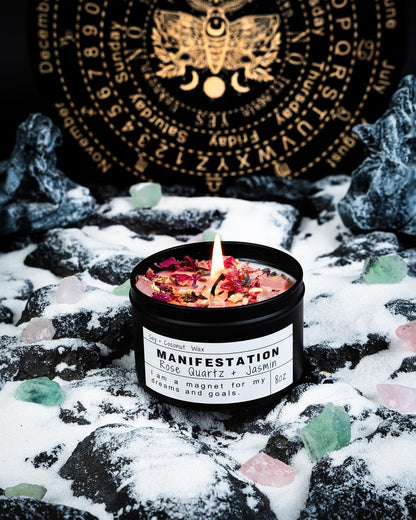 Crystal-Sojakerzen, handgefertigte Wunschgeschenke, Gesetz der Anziehung, Mondmagie, Geburtstagskerzen-Geschenke (Manifestation)