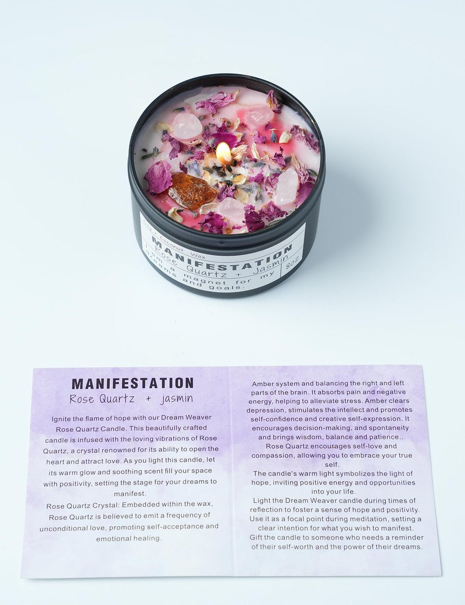 Crystal-Sojakerzen, handgefertigte Wunschgeschenke, Gesetz der Anziehung, Mondmagie, Geburtstagskerzen-Geschenke (Manifestation)