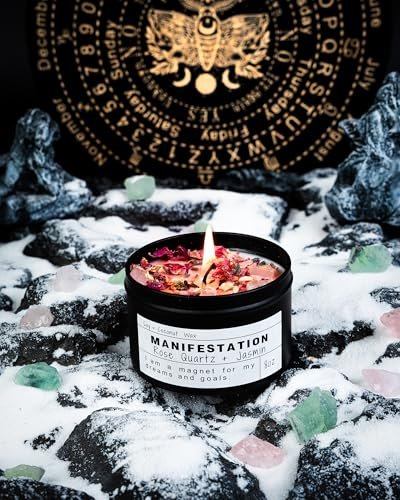 Crystal-Sojakerzen, handgefertigte Wunschgeschenke, Gesetz der Anziehung, Mondmagie, Geburtstagskerzen-Geschenke (Manifestation)