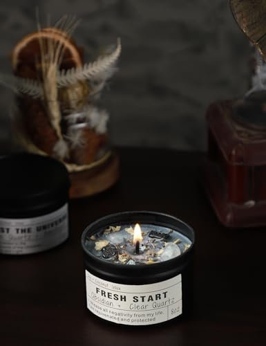 Kristallkerze Heilungsmagie: Frischer Start – Sojawachs-Kerze für Meditation, Achtsamkeit und neue Anfänge (Geschenk für Frauen, Jobwechsel)