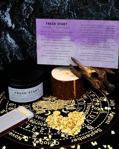 Kristallkerze Heilungsmagie: Frischer Start – Sojawachs-Kerze für Meditation, Achtsamkeit und neue Anfänge (Geschenk für Frauen, Jobwechsel)