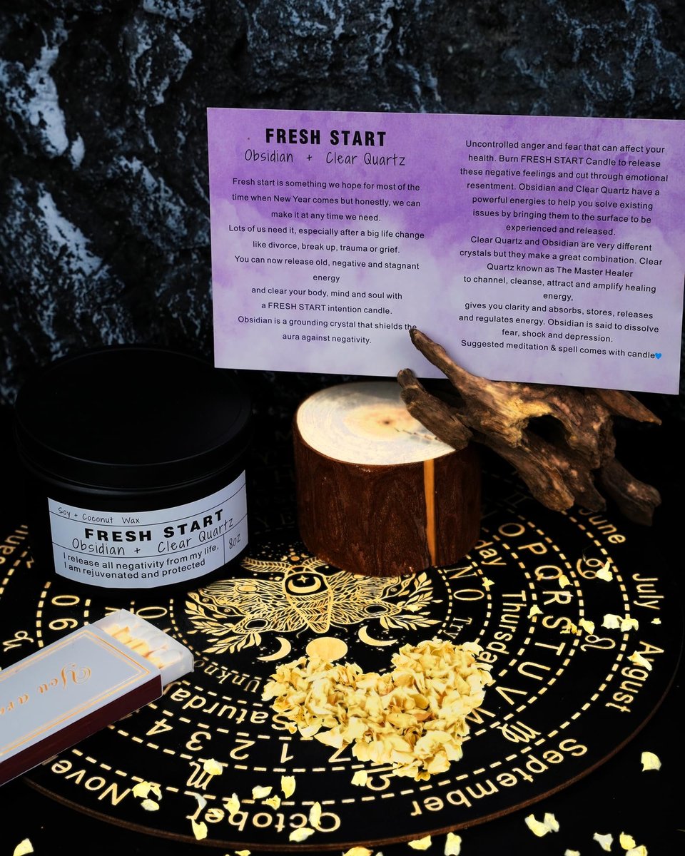 Kristallkerze Heilungsmagie: Frischer Start – Sojawachs-Kerze für Meditation, Achtsamkeit und neue Anfänge (Geschenk für Frauen, Jobwechsel)