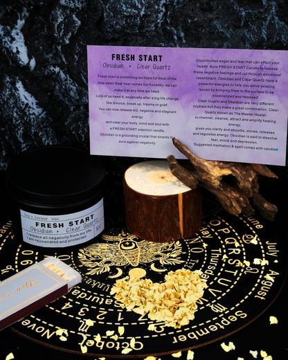 Kristallkerze Heilungsmagie: Frischer Start – Sojawachs-Kerze für Meditation, Achtsamkeit und neue Anfänge (Geschenk für Frauen, Jobwechsel)