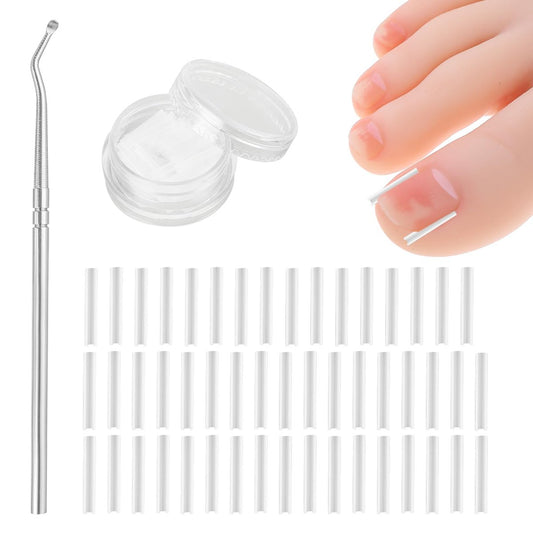 (50+1) Stück Zehennagel-Korrektur-Set, Professionelles Schmerzfreies Entfernungswerkzeug für Eingewachsene Zehennägel mit Nagelheber, Nagelstreifen für Männer und Frauen, Einfach zu Befestigendes Werkzeug