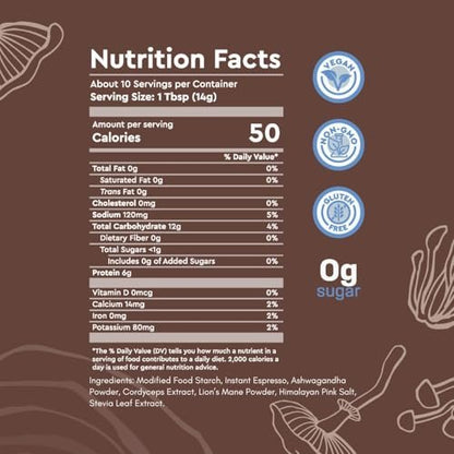 360 Nutrition Instant Mushroom Coffee Focus Blend – Mit Cordyceps, Löwenmähne und Ashwagandha für kognitive Balance, Gedächtnis und Konzentration | Dunkle Röstung, ohne Zuckerzusatz, 142 g