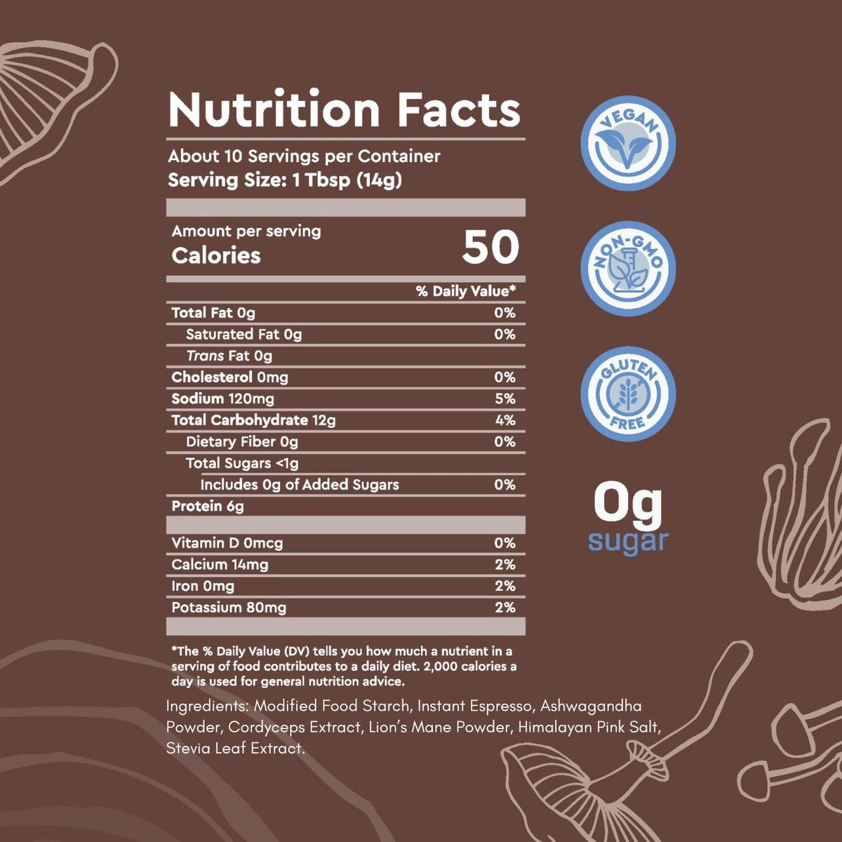360 Nutrition Instant Mushroom Coffee Focus Blend – Mit Cordyceps, Löwenmähne und Ashwagandha für kognitive Balance, Gedächtnis und Konzentration | Dunkle Röstung, ohne Zuckerzusatz, 142 g