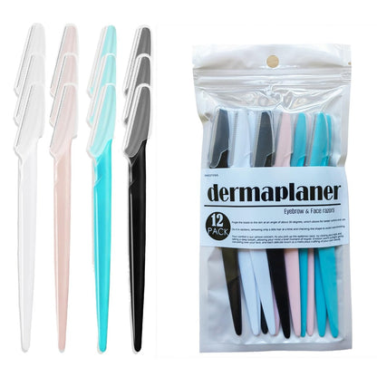 WANGFXWA Dermaplane-Rasierer für Frauen und Männer – 12-teiliges Dermaplaning-Werkzeug für Gesichtshaarentfernung, Microblades, Pfirsichflaum-Entferner, Edelstahl
