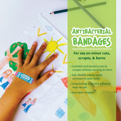 Crayola Neon Antibakterielle Pflaster für Kinder, 100 Stück - Wundpflaster für kleine Schnitte, Schrammen und Verbrennungen