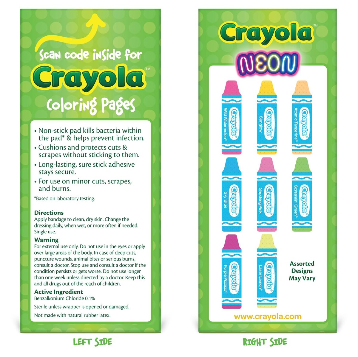 Crayola Neon Antibakterielle Pflaster für Kinder, 100 Stück - Wundpflaster für kleine Schnitte, Schrammen und Verbrennungen