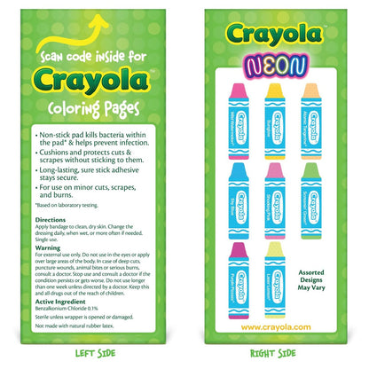 Crayola Neon Antibakterielle Pflaster für Kinder, 100 Stück - Wundpflaster für kleine Schnitte, Schrammen und Verbrennungen