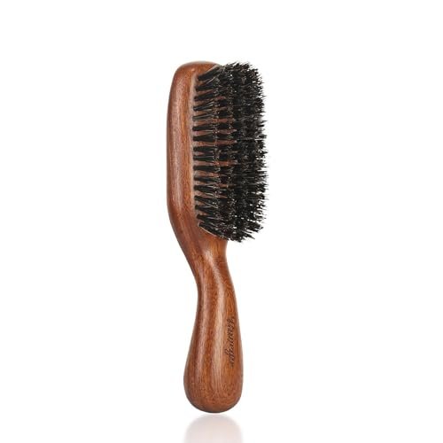 RAVEGO Haarbürste für Männer – Slick Back Bürste mit Wildschweinborsten für feines, dünnes und mittleres Haar, Naturholz Bürste für Bartstyling