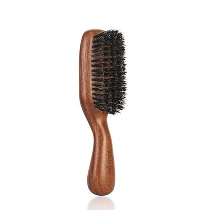 RAVEGO Haarbürste für Männer – Slick Back Bürste mit Wildschweinborsten für feines, dünnes und mittleres Haar, Naturholz Bürste für Bartstyling