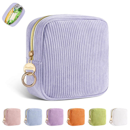 Playexen Perioden-Tasche für die Handtasche, Cord Menstruationshygiene-Aufbewahrungstasche, Damenbinden-Etui, Tampon-Halter für die Handtasche (Flieder-Lila)