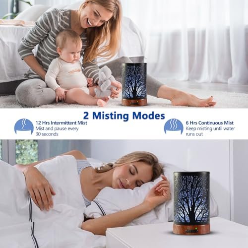 EQUSUPRO Aromatherapie Diffuser 150ml mit 6 ätherischen Ölen, Ultraschall Duftdiffuser, Automatische Abschaltung, 7 Farben Nachtlicht, Geschenk für Mama
