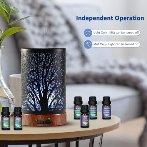 EQUSUPRO Aromatherapie Diffuser 150ml mit 6 ätherischen Ölen, Ultraschall Duftdiffuser, Automatische Abschaltung, 7 Farben Nachtlicht, Geschenk für Mama