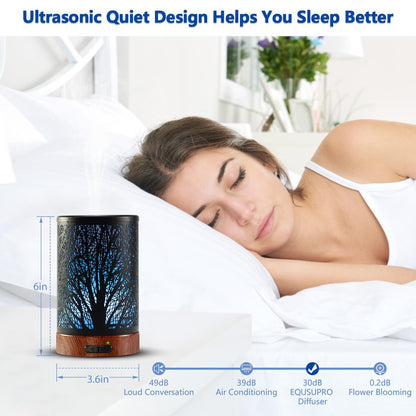 EQUSUPRO Aromatherapie Diffuser 150ml mit 6 ätherischen Ölen, Ultraschall Duftdiffuser, Automatische Abschaltung, 7 Farben Nachtlicht, Geschenk für Mama