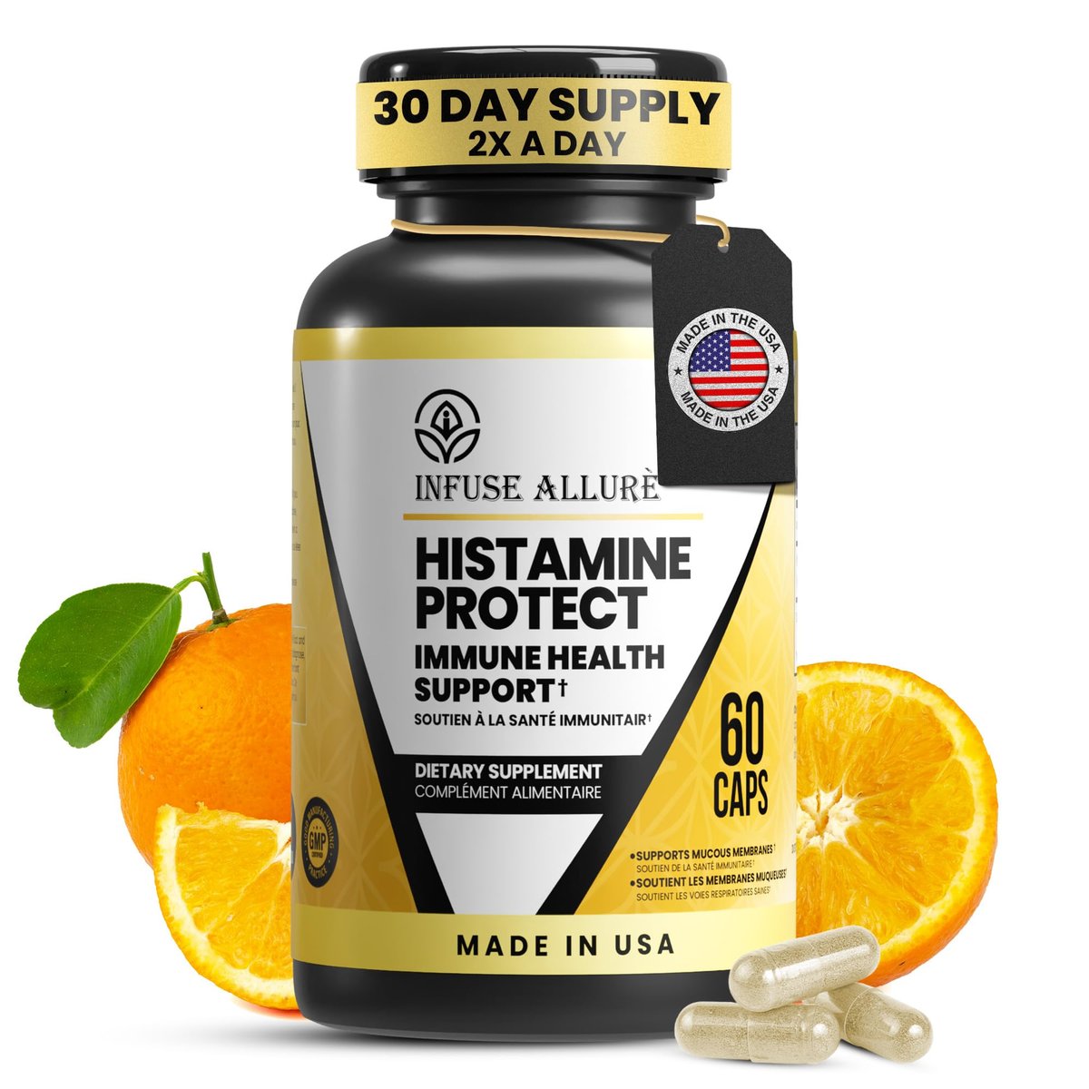 Infuse Allurè - Premium Histaminblocker Supplement - Fortschrittliches DAO-Enzym gegen histaminbedingte Unverträglichkeiten - Hergestellt in den USA, 60 Kapseln