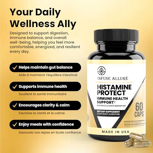 Infuse Allurè - Premium Histaminblocker Supplement - Fortschrittliches DAO-Enzym gegen histaminbedingte Unverträglichkeiten - Hergestellt in den USA, 60 Kapseln