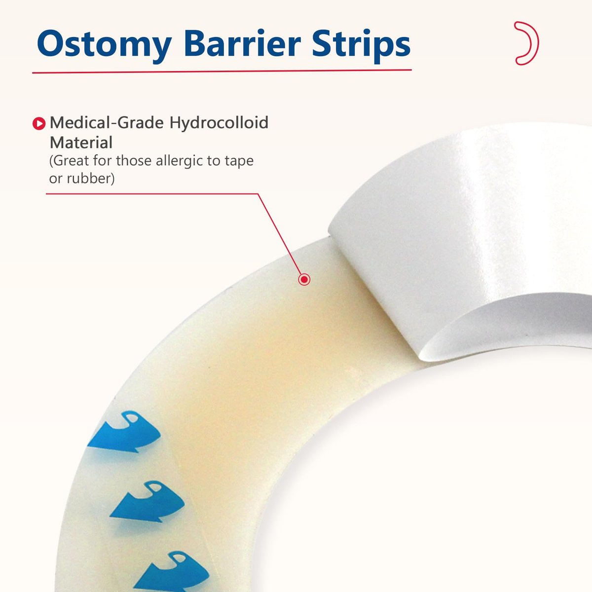 DERAYMI 20 Stück Ostomie-Barrierestreifen, 2 mm dicke elastische Kolostomieband gegen Leckagen, latexfreie medizinische Hydrokolloid-Hautflanschextender für Kolostomie- und Ileostomiebeutel