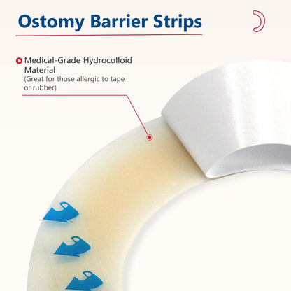 DERAYMI 20 Stück Ostomie-Barrierestreifen, 2 mm dicke elastische Kolostomieband gegen Leckagen, latexfreie medizinische Hydrokolloid-Hautflanschextender für Kolostomie- und Ileostomiebeutel