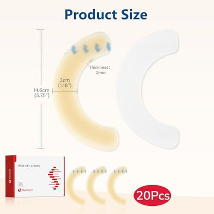 DERAYMI 20 Stück Ostomie-Barrierestreifen, 2 mm dicke elastische Kolostomieband gegen Leckagen, latexfreie medizinische Hydrokolloid-Hautflanschextender für Kolostomie- und Ileostomiebeutel