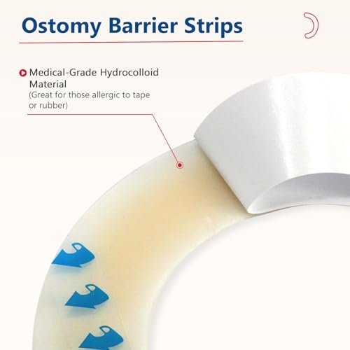 DERAYMI 20 Stück Ostomie-Barrierestreifen, 2 mm dicke elastische Kolostomieband gegen Leckagen, latexfreie medizinische Hydrokolloid-Hautflanschextender für Kolostomie- und Ileostomiebeutel