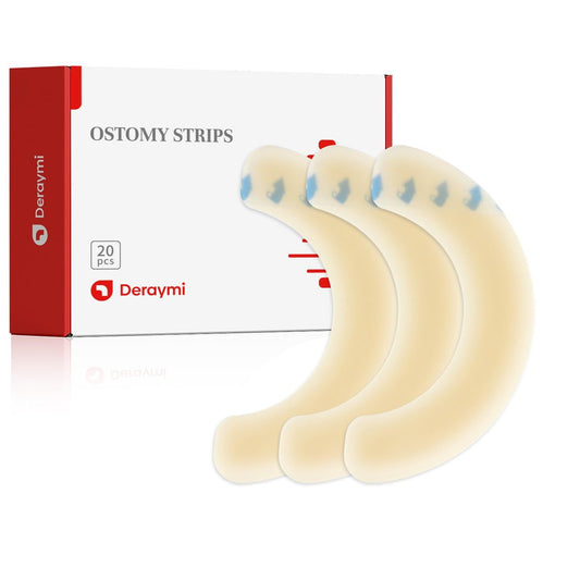 DERAYMI 20 Stück Ostomie-Barrierestreifen, 2 mm dicke elastische Kolostomieband gegen Leckagen, latexfreie medizinische Hydrokolloid-Hautflanschextender für Kolostomie- und Ileostomiebeutel