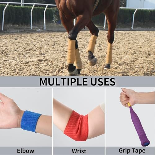 Selbstklebende Bandage 10 cm x 4,5 m - 12er Pack: Elastische Tierarztwickel für Pferde, Knöchel, Handgelenk, Sport