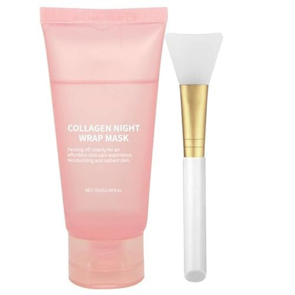 fitbuter Collagen Overnight Wrapping Peel Off Facial Mask mit Jelly-Pinsel – Hautfeuchtigkeit, Straffung & Glow, verbessert Erschlaffung & Mattheit, Koreanische Hautpflege (75 ml, 2,54 fl.oz)