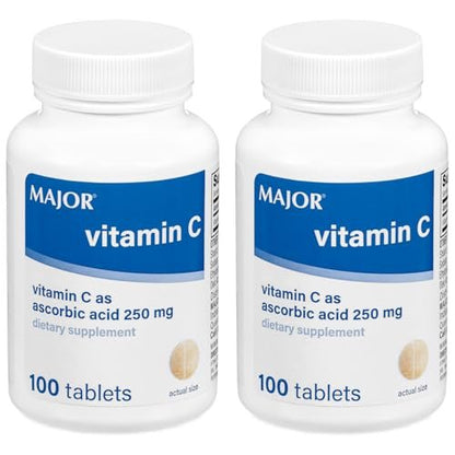 MAJOR Vitamin C 250 mg – Nahrungsergänzungsmittel – 100 Tabletten (2er-Pack)