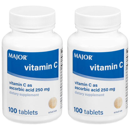 MAJOR Vitamin C 250 mg – Nahrungsergänzungsmittel – 100 Tabletten (2er-Pack)