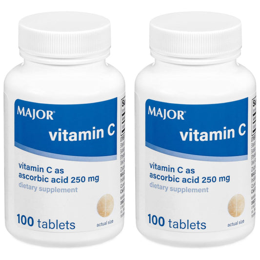 MAJOR Vitamin C 250 mg – Nahrungsergänzungsmittel – 100 Tabletten (2er-Pack)