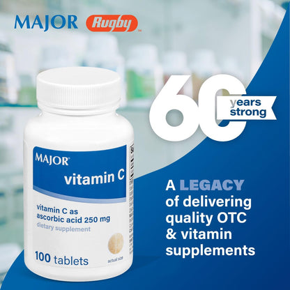 MAJOR Vitamin C 250 mg – Nahrungsergänzungsmittel – 100 Tabletten (2er-Pack)