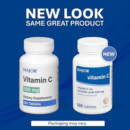 MAJOR Vitamin C 250 mg – Nahrungsergänzungsmittel – 100 Tabletten (2er-Pack)