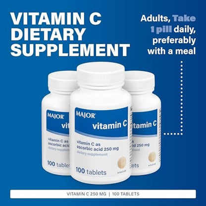 MAJOR Vitamin C 250 mg – Nahrungsergänzungsmittel – 100 Tabletten (2er-Pack)