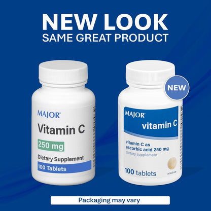 MAJOR Vitamin C 250 mg – Nahrungsergänzungsmittel – 100 Tabletten (2er-Pack)