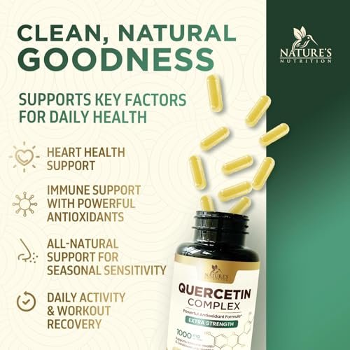 Quercetin Dihydrat 1000mg pro Portion – Hochdosiertes pflanzliches Bioflavonoid – Extra starke Antioxidans-Unterstützung für Immun- und Atemwegsgesundheit – Hohe Absorption – 60 Vegane Kapseln