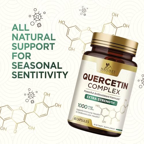 Quercetin Dihydrat 1000mg pro Portion – Hochdosiertes pflanzliches Bioflavonoid – Extra starke Antioxidans-Unterstützung für Immun- und Atemwegsgesundheit – Hohe Absorption – 60 Vegane Kapseln
