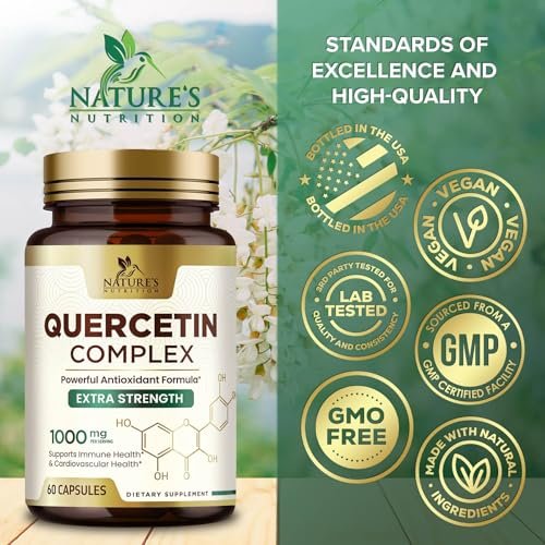 Quercetin Dihydrat 1000mg pro Portion – Hochdosiertes pflanzliches Bioflavonoid – Extra starke Antioxidans-Unterstützung für Immun- und Atemwegsgesundheit – Hohe Absorption – 60 Vegane Kapseln
