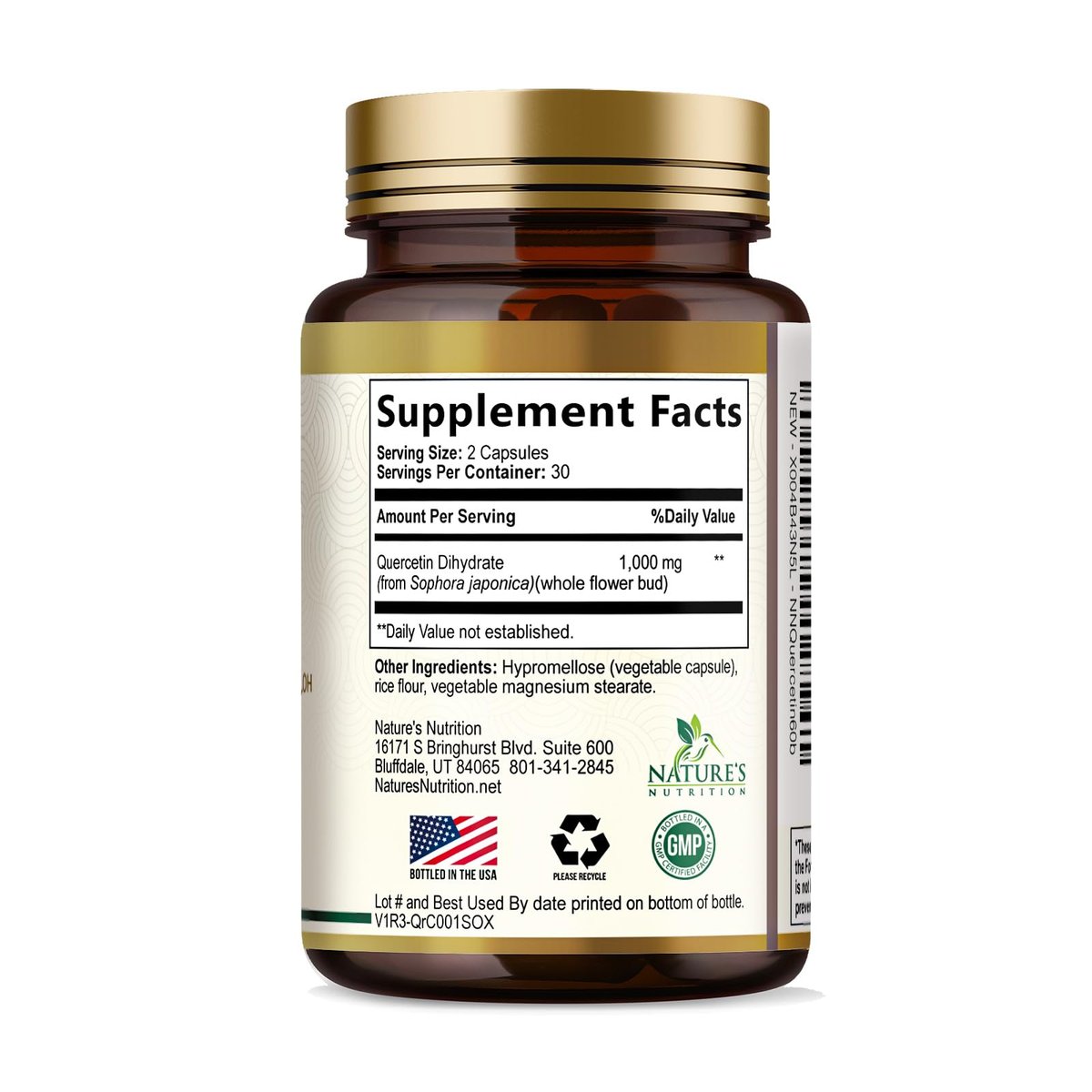 Quercetin Dihydrat 1000mg pro Portion – Hochdosiertes pflanzliches Bioflavonoid – Extra starke Antioxidans-Unterstützung für Immun- und Atemwegsgesundheit – Hohe Absorption – 60 Vegane Kapseln
