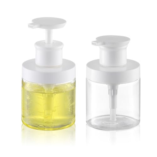 Lulupack Pumpflasche für Seife - 250 ml Plastikbehälter für Shampoo und Conditioner - Nachfüllbarer Lotion-Spender für Dusche und Handseife - Weithals-Flasche fürs Badezimmer, klar