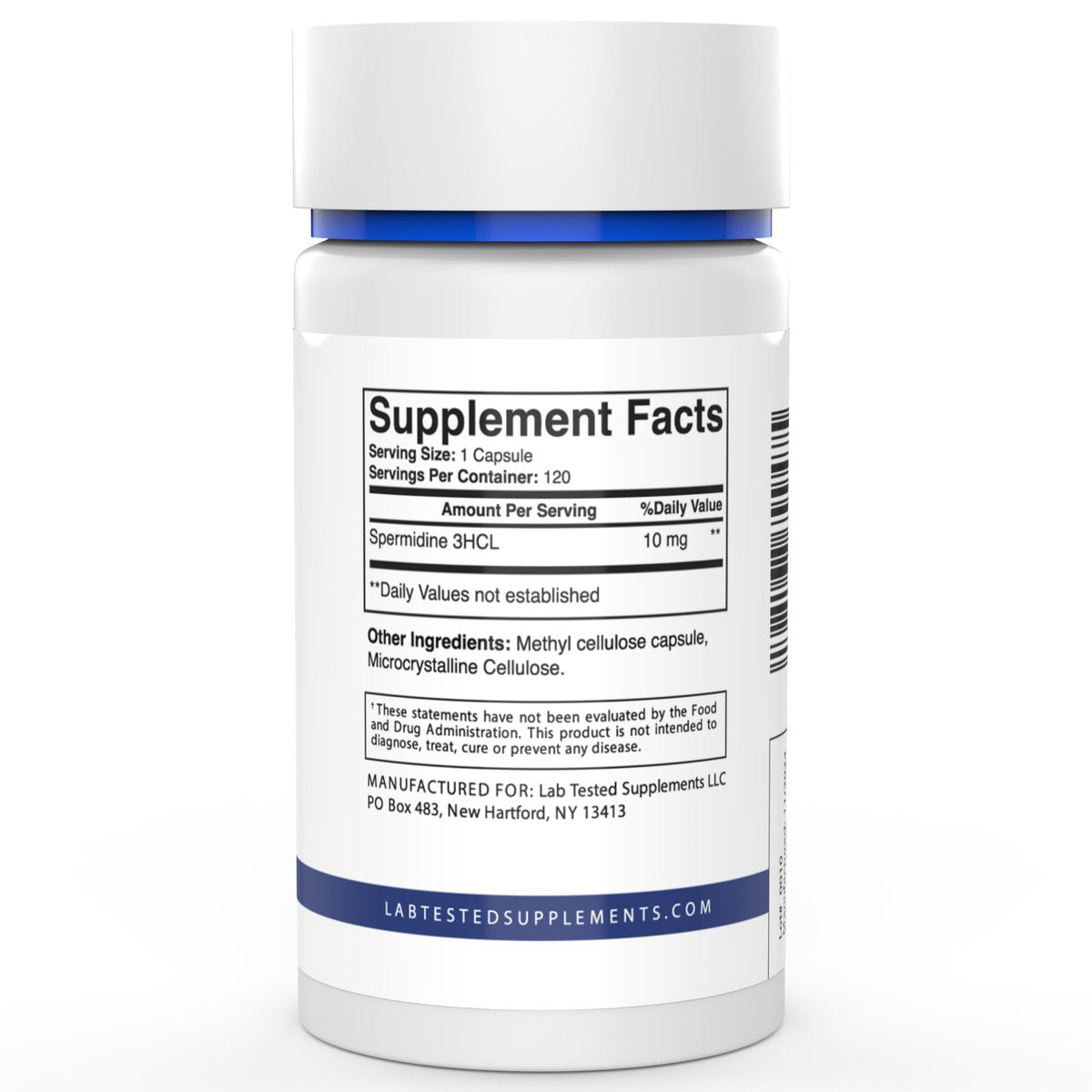 Lab Tested Supplements - Spermidin 3HCL - 120 Kapseln à 10 mg - Mit COA pro Charge - Spermidin Trihydrochlorid