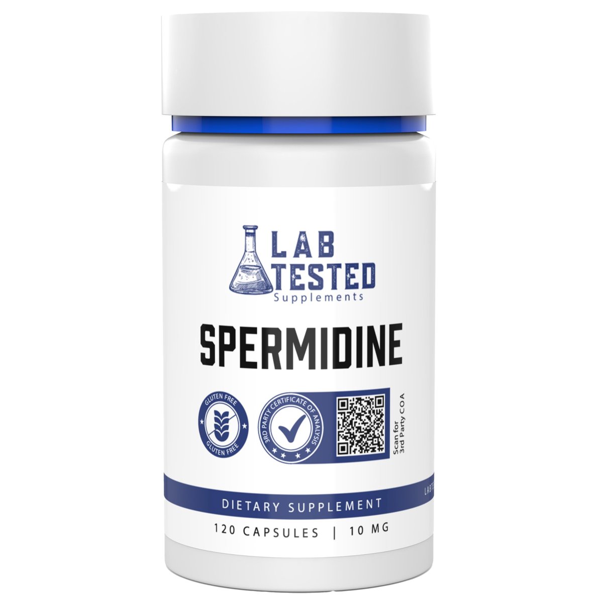 Lab Tested Supplements - Spermidin 3HCL - 120 Kapseln à 10 mg - Mit COA pro Charge - Spermidin Trihydrochlorid