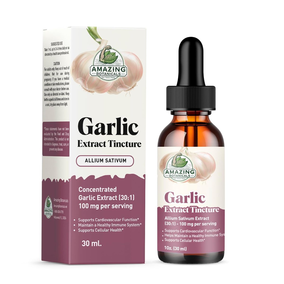 Amazing Botanicals Knoblauch-Tinktur – Allium Sativum Kräuterextrakt – Hochwirksames flüssiges Nahrungsergänzungsmittel – (30 ml)