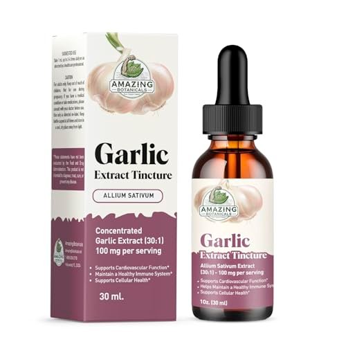 Amazing Botanicals Knoblauch-Tinktur – Allium Sativum Kräuterextrakt – Hochwirksames flüssiges Nahrungsergänzungsmittel – (30 ml)
