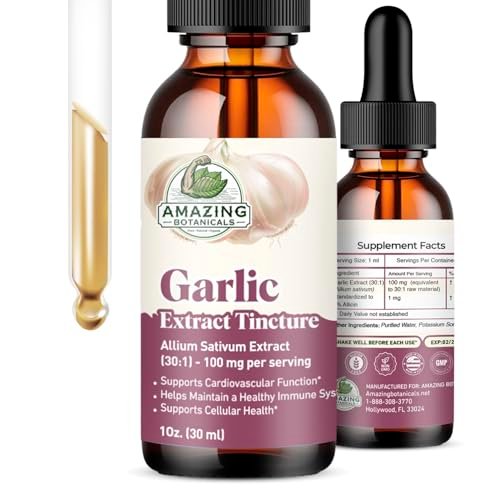 Amazing Botanicals Knoblauch-Tinktur – Allium Sativum Kräuterextrakt – Hochwirksames flüssiges Nahrungsergänzungsmittel – (30 ml)
