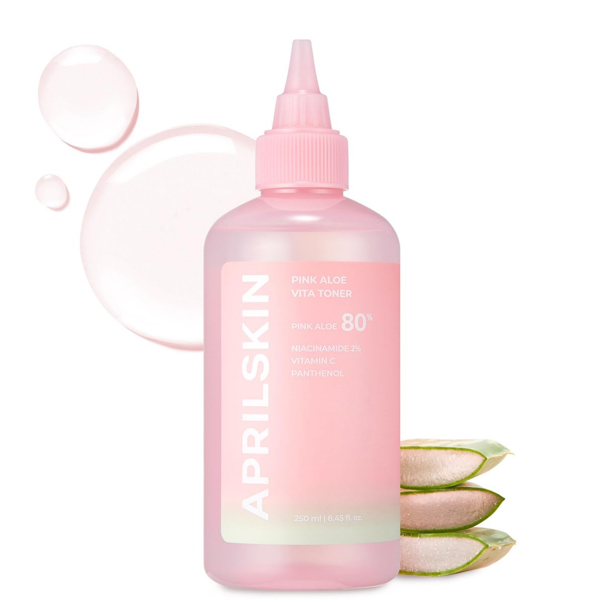 APRILSKIN Pink Aloe Vita Toner – Beruhigender & feuchtigkeitsspendender Gesichtstoner mit 80% Pink Aloe Vera Wasser, gegen Rötungen & überschüssigen Talg, 250 ml